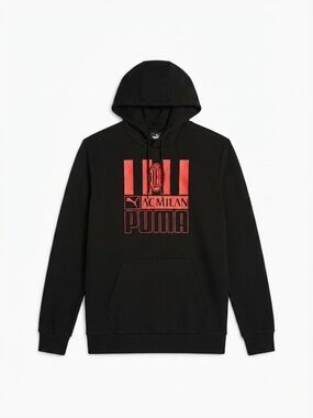 Puma x AC Milan Black Red Graphic Soccer Fan Hoodie Pullover Medium M